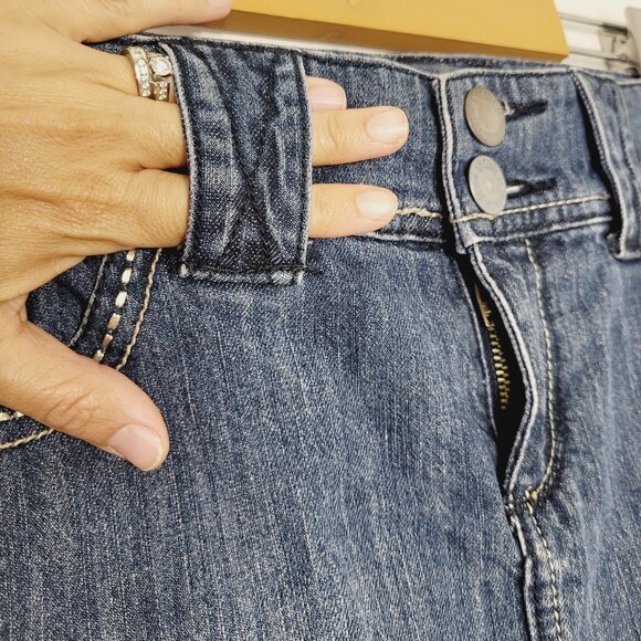 Insider Womens Blue Cotton Pockets Premium Denim Summer Knee Length Skirt Size 5 - Picture 9 of 14